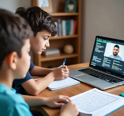 Online Quran teacher guiding a student to read the Quran correctly